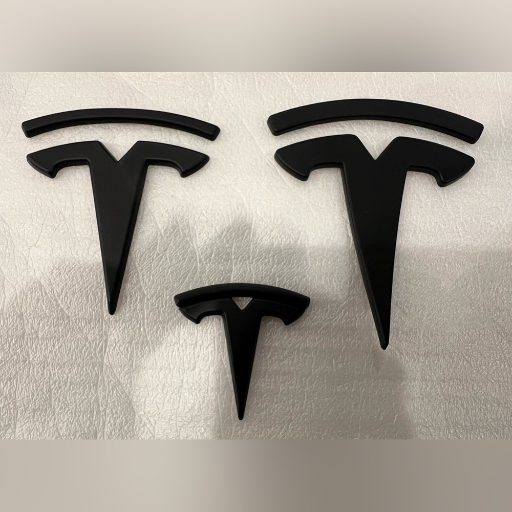Tesla Model 3 Matte Black Trunk, Hood & Steering Wheel Overlay Emblems